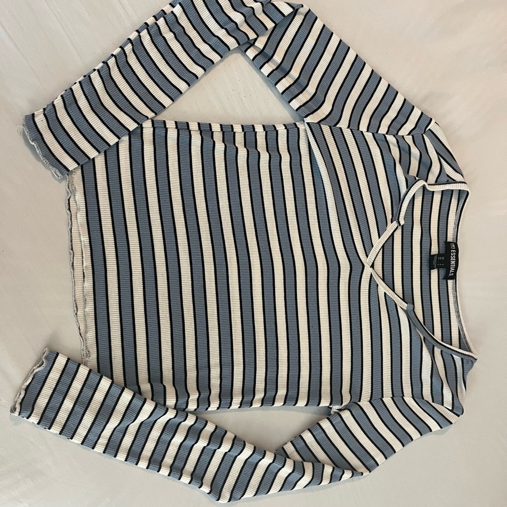 Essentials Blue and White Striped Top